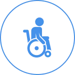 Accessibility sign with wheelchair user